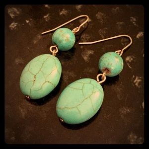 Turquoise beaded earrings. Never been worn!